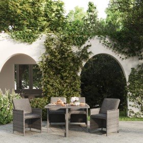 Set comedor de jardín 5 piezas con cojines ratán sintético gris en Conjuntos de jardín | Comprar online en Foro24