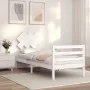 White solid wood bed frame with headboard by , Beds and slatted bases - Ref: Foro24-3195252, Price: 96,45 €, Discount: %