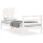White solid wood bed frame with headboard by , Beds and slatted bases - Ref: Foro24-3195252, Price: 96,45 €, Discount: %