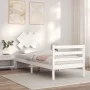 White solid wood bed frame with headboard by , Beds and slatted bases - Ref: Foro24-3195252, Price: 96,45 €, Discount: %