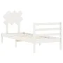 White solid wood bed frame with headboard by , Beds and slatted bases - Ref: Foro24-3195252, Price: 96,45 €, Discount: %