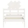 White solid wood bed frame with headboard by , Beds and slatted bases - Ref: Foro24-3195252, Price: 96,45 €, Discount: %