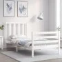 White solid wood bed frame with headboard by , Beds and slatted bases - Ref: Foro24-3193757, Price: 99,04 €, Discount: %