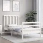 White solid wood bed frame with headboard by , Beds and slatted bases - Ref: Foro24-3193757, Price: 99,04 €, Discount: %