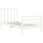 White solid wood bed frame with headboard by , Beds and slatted bases - Ref: Foro24-3193757, Price: 102,33 €, Discount: %