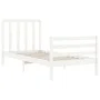 White solid wood bed frame with headboard by , Beds and slatted bases - Ref: Foro24-3193757, Price: 99,04 €, Discount: %