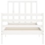 White solid wood bed frame with headboard by , Beds and slatted bases - Ref: Foro24-3193757, Price: 102,33 €, Discount: %