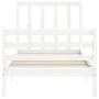 White solid wood bed frame with headboard by , Beds and slatted bases - Ref: Foro24-3193757, Price: 99,04 €, Discount: %