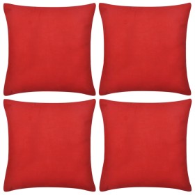4 fundas para cojines roja de algodón 80x80 cm