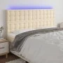 Headboard with LED lights cream fabric 200x5x118/128 cm by , Headboards and footboards - Ref: Foro24-3122885, Price: 139,38 €...