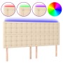 Headboard with LED lights cream fabric 200x5x118/128 cm by , Headboards and footboards - Ref: Foro24-3122885, Price: 117,58 €...