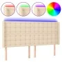 Cream fabric headboard with LED 203x16x118/128 cm by , Headboards and footboards - Ref: Foro24-3124509, Price: 147,55 €, Disc...