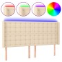 Kopfteil aus cremefarbenem Stoff mit LED 203x16x118/128 cm von , Kopf- und Fußteile - Ref: Foro24-3124509, Preis: 127,35 €, R...