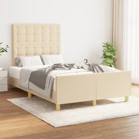 Bed frame with cream fabric headboard 120x200 cm by , Beds and slatted bases - Ref: Foro24-3125370, Price: 177,95 €, Discount: %