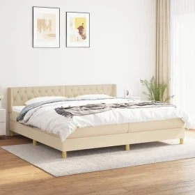Box spring bed with cream fabric mattress 200x200 cm by , Beds and slatted bases - Ref: Foro24-3130622, Price: 550,80 €, Disc...