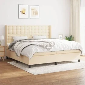 Box spring bed with cream fabric mattress 200x200 cm by , Beds and slatted bases - Ref: Foro24-3131782, Price: 634,04 €, Disc...