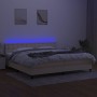 Boxspringbett-Matratze und LED-Leuchten, cremefarbener Stoff, 200 x 200 cm von , Betten und Lattenroste - Ref: Foro24-3133506...