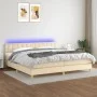 Box spring bed with mattress and LED cream fabric 200x200 cm by , Beds and slatted bases - Ref: Foro24-3134066, Price: 547,65...