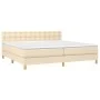 Box spring bed with mattress and LED cream fabric 200x200 cm by , Beds and slatted bases - Ref: Foro24-3134066, Price: 547,65...