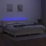 Box spring bed with mattress and LED cream fabric 200x200 cm by , Beds and slatted bases - Ref: Foro24-3134066, Price: 547,65...