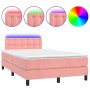 Cama box spring colchón y LED terciopelo rosa 120x200 cm de , Camas y somieres - Ref: Foro24-3134638, Precio: 395,95 €, Descu...