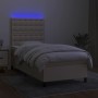 Box spring bed mattress and LED lights cream fabric 100x200 cm by , Beds and slatted bases - Ref: Foro24-3135178, Price: 332,...