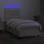 Box spring bed mattress and LED lights cream fabric 100x200 cm by , Beds and slatted bases - Ref: Foro24-3135178, Price: 350,...