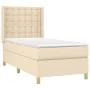Box spring bed mattress and LED lights cream fabric 100x200 cm by , Beds and slatted bases - Ref: Foro24-3139178, Price: 360,...