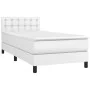Box spring bed with white synthetic leather mattress 100x200 cm by , Beds and slatted bases - Ref: Foro24-3141108, Price: 320...