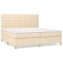 Box spring bed with cream fabric mattress 200x200 cm by , Beds and slatted bases - Ref: Foro24-3142686, Price: 598,70 €, Disc...