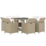 Set comedor de jardín 9 pzas con cojines ratán sintético beige