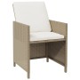 Set comedor de jardín 9 pzas con cojines ratán sintético beige