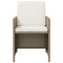 Set comedor de jardín 9 pzas con cojines ratán sintético beige