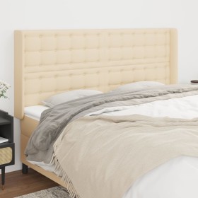 Headboard with cream fabric ears 203x16x118/128 cm by , Headboards and footboards - Ref: Foro24-3120041, Price: 122,08 €, Dis...