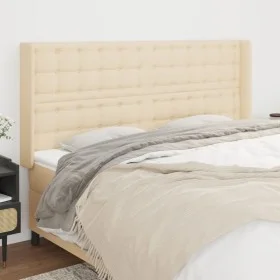 Headboard with cream fabric ears 203x16x118/128 cm by , Headboards and footboards - Ref: Foro24-3120041, Price: 149,12 €, Dis...