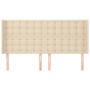 Cabecero con orejas de tela color crema 203x16x118/128 cm de , Cabeceros y pies de cama - Ref: Foro24-3120041, Precio: 122,19...
