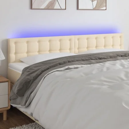Cream fabric headboard with LED 200x5x78/88 cm by , Headboards and footboards - Ref: Foro24-3122073, Price: 81,70 €, Discount: %