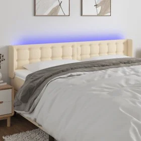 Kopfteil aus cremefarbenem Stoff mit LED 203x16x78/88 cm von , Kopf- und Fußteile - Ref: Foro24-3123697, Preis: 82,00 €, Raba...