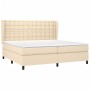 Cama box spring con colchón tela color crema 200x200 cm de , Camas y somieres - Ref: Foro24-3128314, Precio: 619,01 €, Descue...