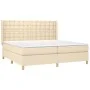 Box spring bed with cream fabric mattress 200x200 cm by , Beds and slatted bases - Ref: Foro24-3132342, Price: 638,12 €, Disc...