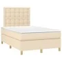 Box spring bed with mattress and LED cream fabric 120x200 cm by , Beds and slatted bases - Ref: Foro24-3135746, Price: 431,26...