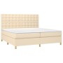 Box spring bed mattress and LED lights cream fabric 200x200 cm by , Beds and slatted bases - Ref: Foro24-3135786, Price: 606,...