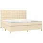 Box spring bed mattress and LED lights cream fabric 200x200 cm by , Beds and slatted bases - Ref: Foro24-3135786, Price: 630,...