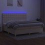 Box spring bed mattress and LED lights cream fabric 200x200 cm by , Beds and slatted bases - Ref: Foro24-3135786, Price: 606,...