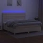 Box spring bed mattress and LED lights cream fabric 200x200 cm by , Beds and slatted bases - Ref: Foro24-3135786, Price: 630,...
