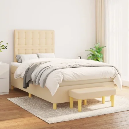 Box spring bed with cream fabric mattress 120x200 cm by , Beds and slatted bases - Ref: Foro24-3137466, Price: 450,56 €, Disc...