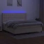 Box spring bed mattress and LED lights cream fabric 200x200 cm by , Beds and slatted bases - Ref: Foro24-3138666, Price: 654,...