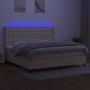 Cama box spring colchón y luces LED tela crema 200x200 cm de , Camas y somieres - Ref: Foro24-3138666, Precio: 621,59 €, Desc...