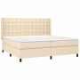 Box spring bed mattress and LED lights cream fabric 200x200 cm by , Beds and slatted bases - Ref: Foro24-3138666, Price: 621,...