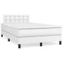 Box spring bed with white synthetic leather mattress 120x200 cm by , Beds and slatted bases - Ref: Foro24-3141114, Price: 372...